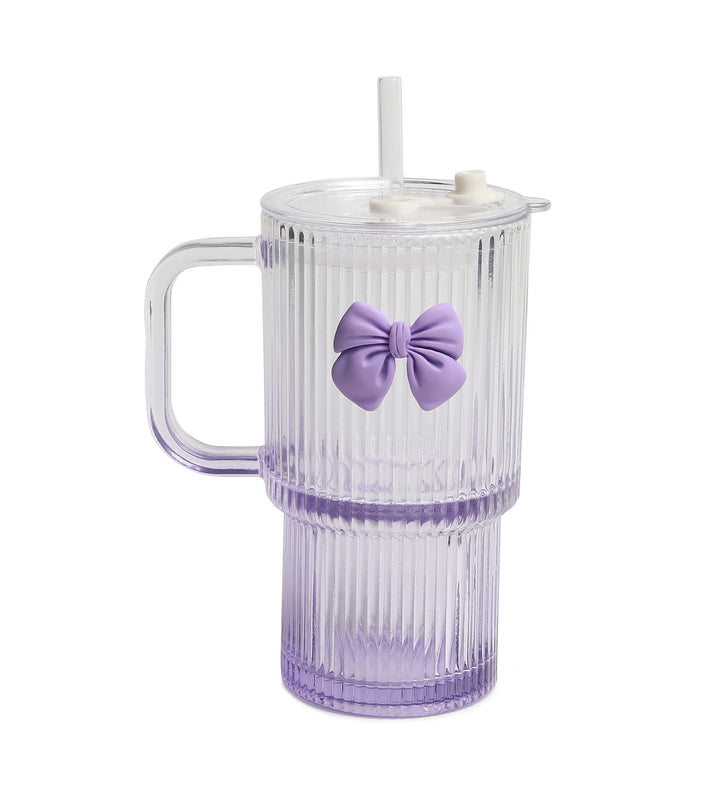 Ribbonette Fluted Glass Tumbler with Ribbon Detail Purple view 4