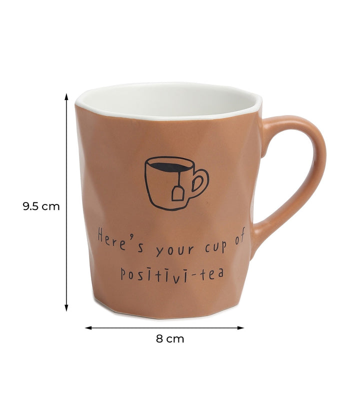 Positive-Tea Ceramic Tea Cup with Quote Pink view 3