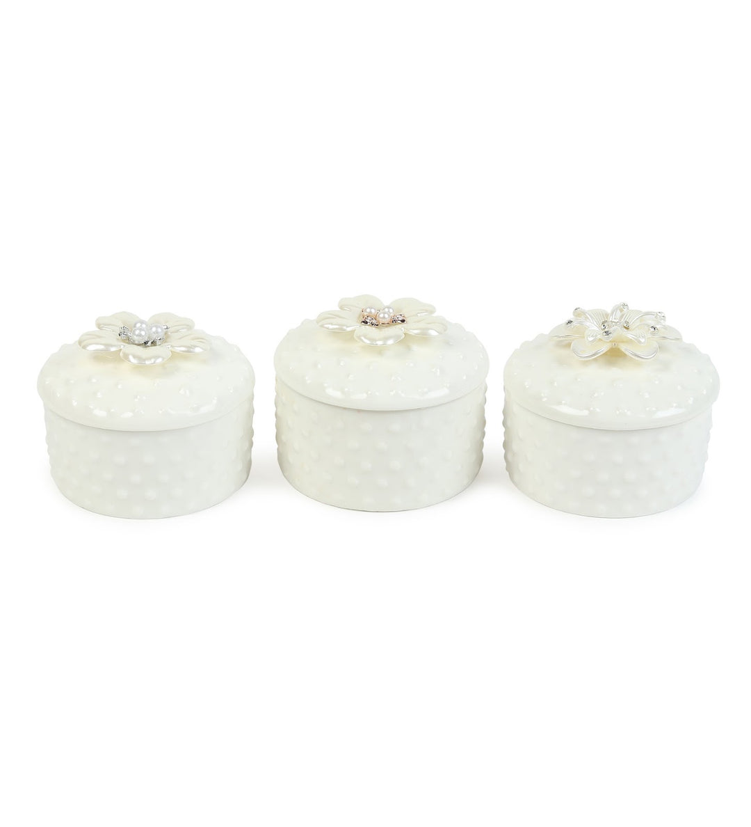 Pearlpetal Pearl and Flower Porcelain Trinket Box Set view 5