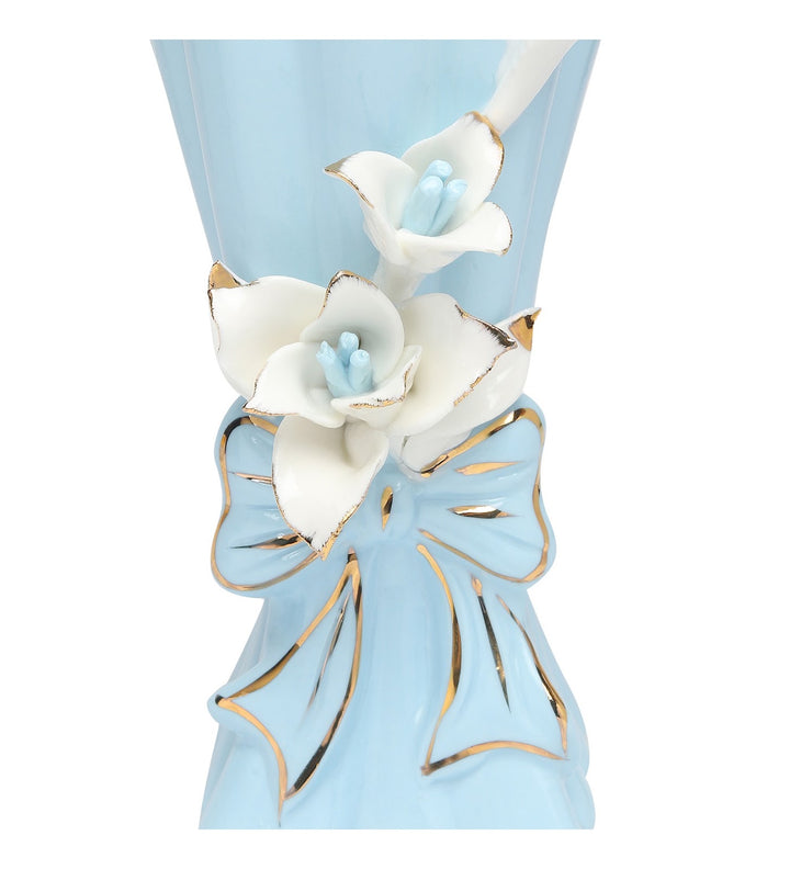 Isolde Fleur Floral Porcelain Vase Blue Big view 4