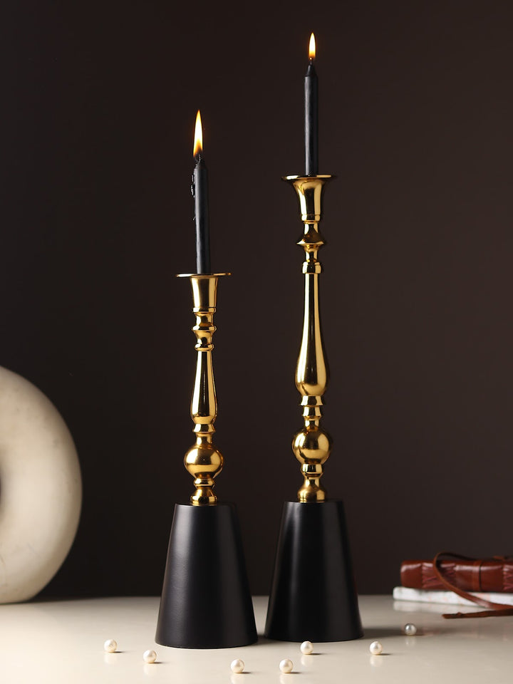 Expobazaar The Valora Candle Holders Gold Black Set