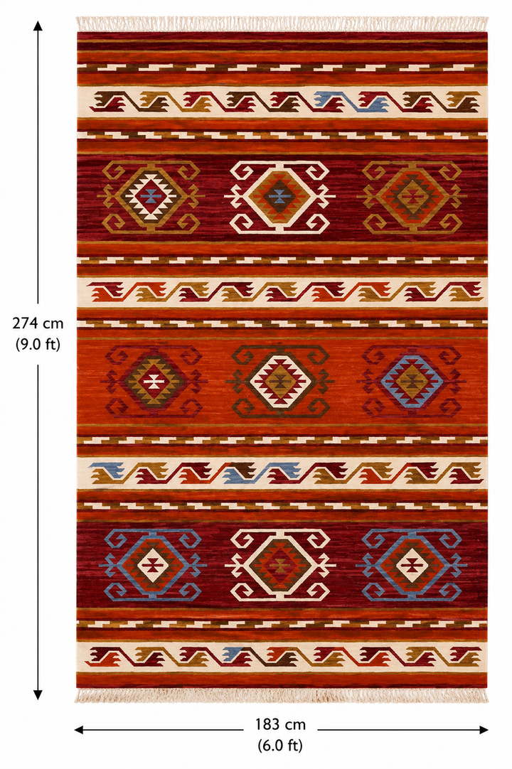 Dark Medallion Handwoven Wool Kilim Rug