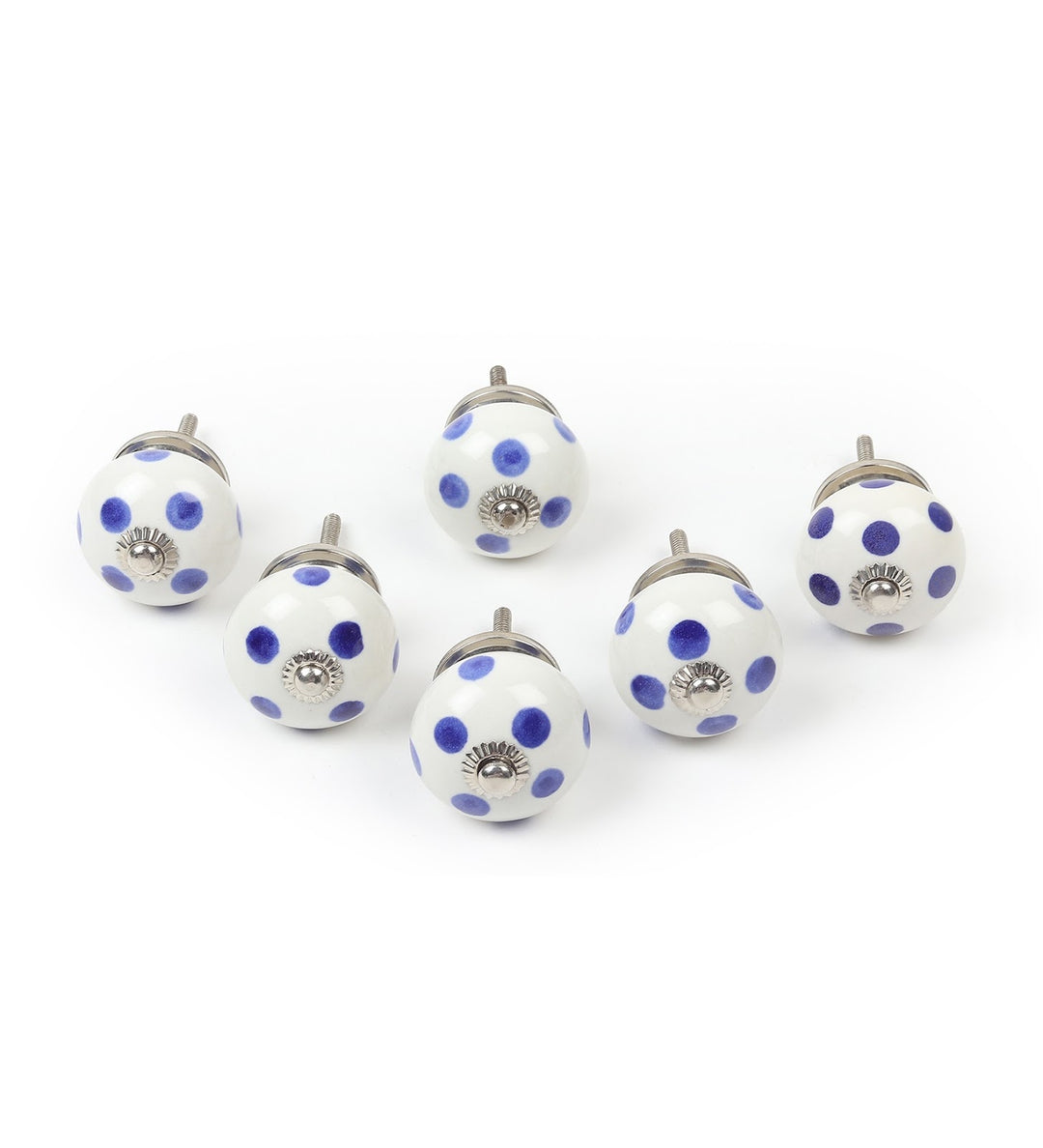 Blue Belle Hand Painted Ceramic Drawer Knobs Set of 6 view 6