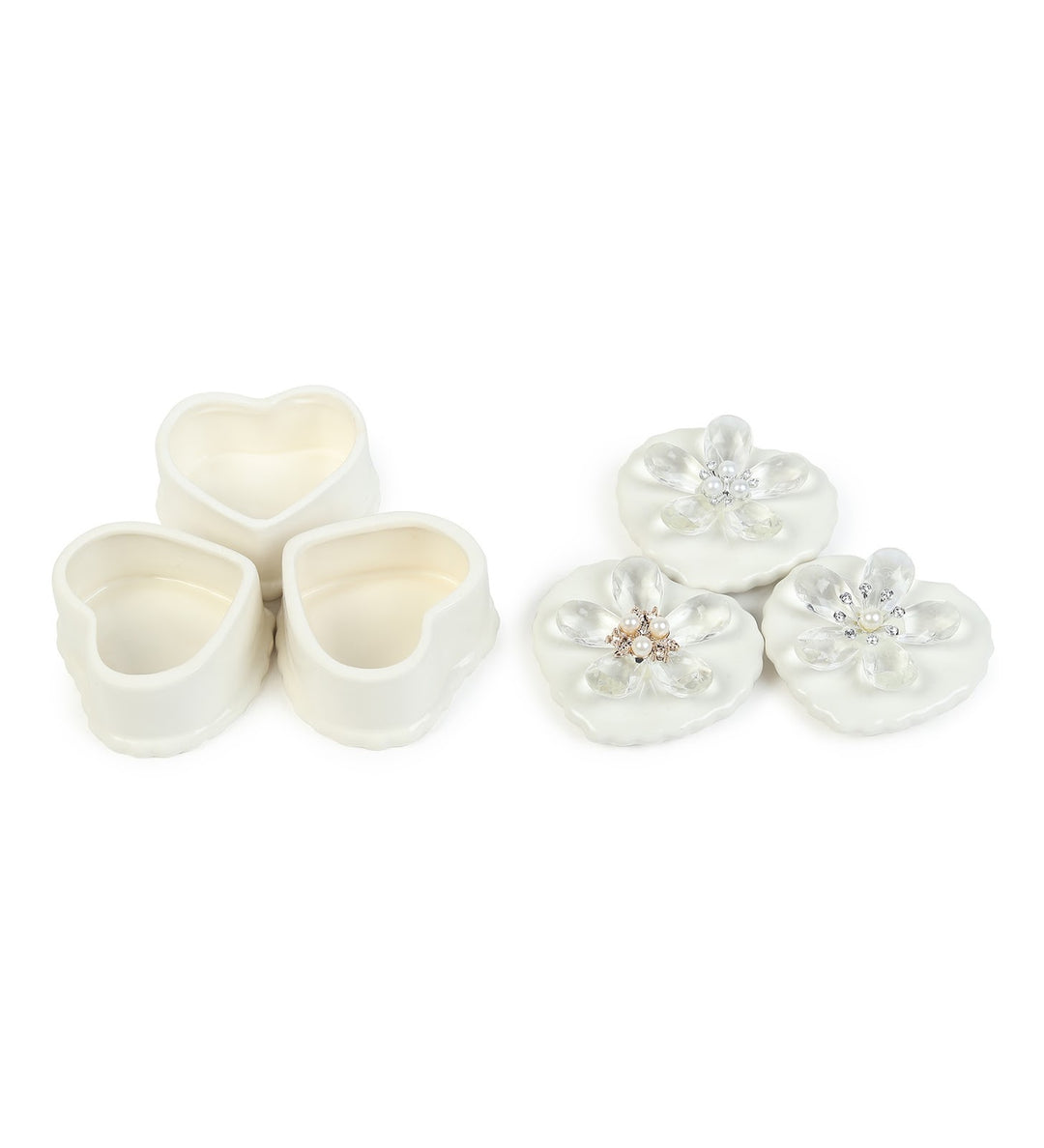 Coeurine Heart Porcelain Trinket Box Set with Blooms view 6