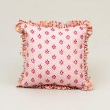 Blush Berry Ruffle Cotton Cushion in pink