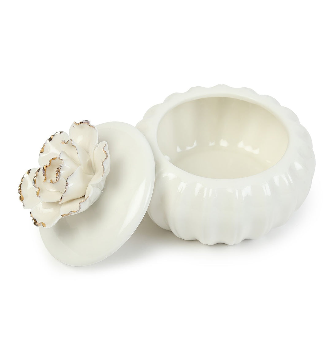 Ivory Blossom Sculpted Porcelain Trinket Box view 5