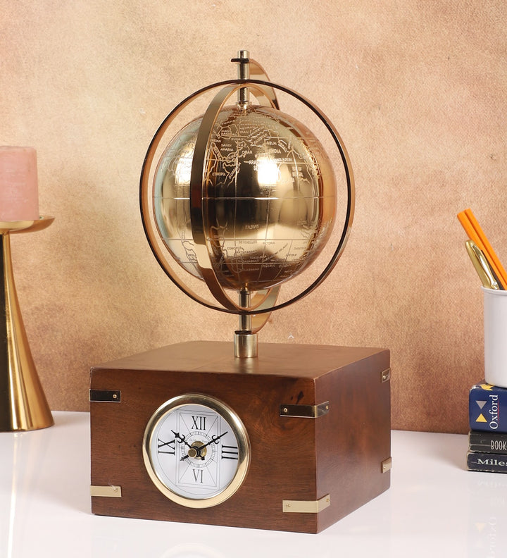 Expobazaar Atlasphere Gold Table Clock