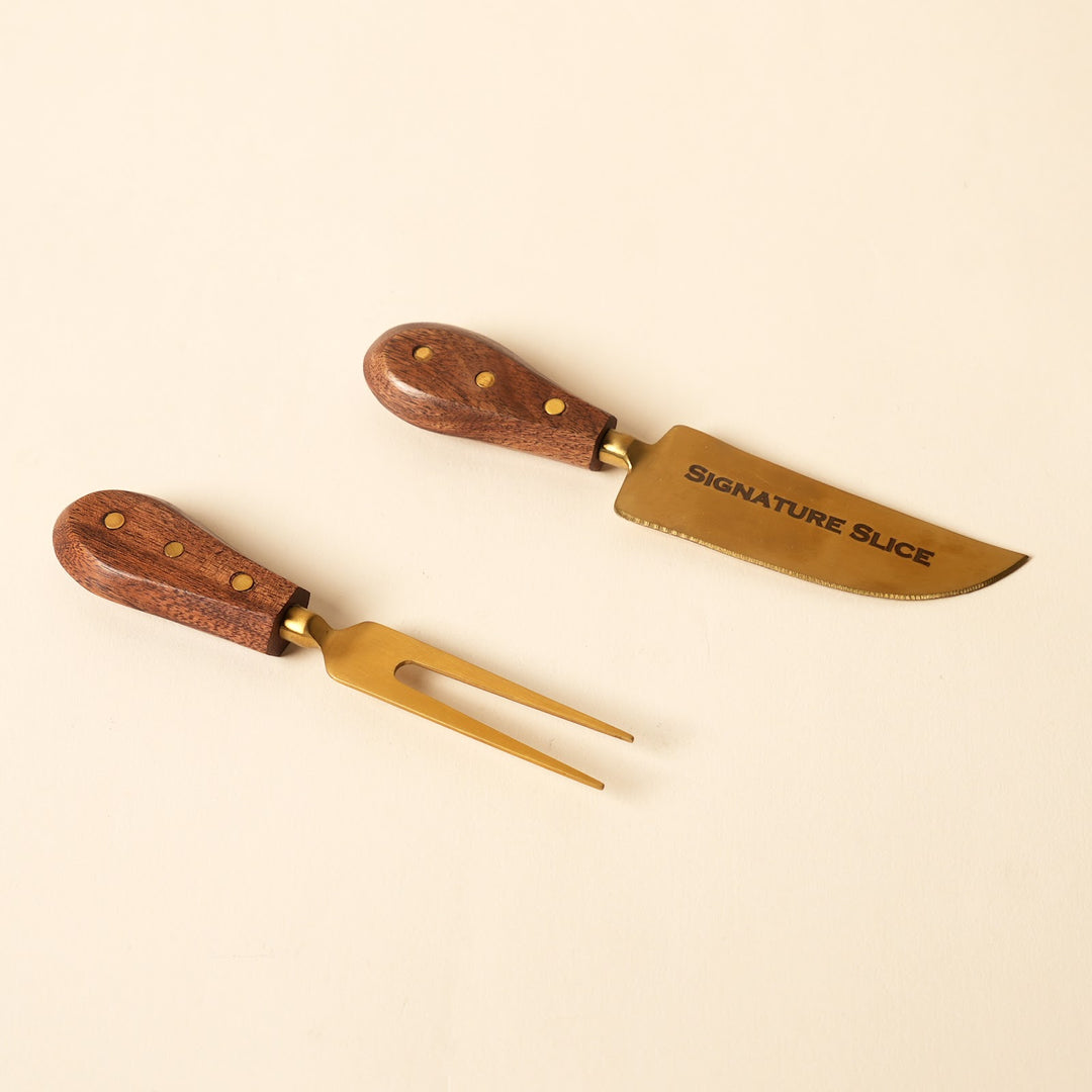 Cheese knife and spreader serving set