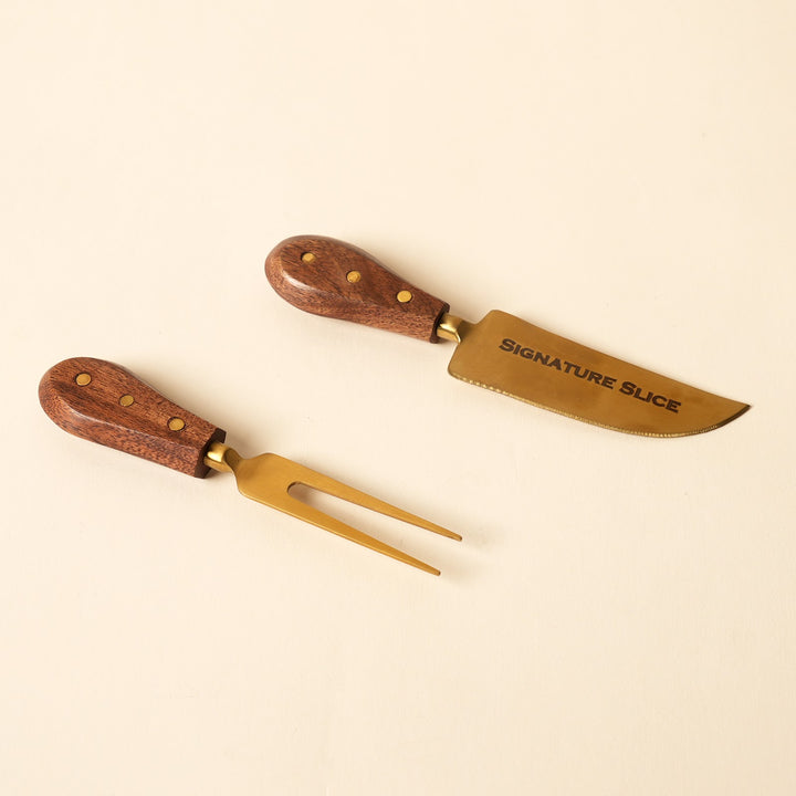 Cheese knife and spreader serving set