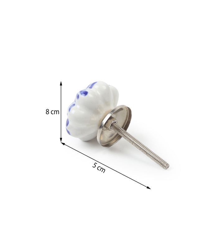Bleu Flora Blue Ceramic Furniture Knobs Set of 6 view 3