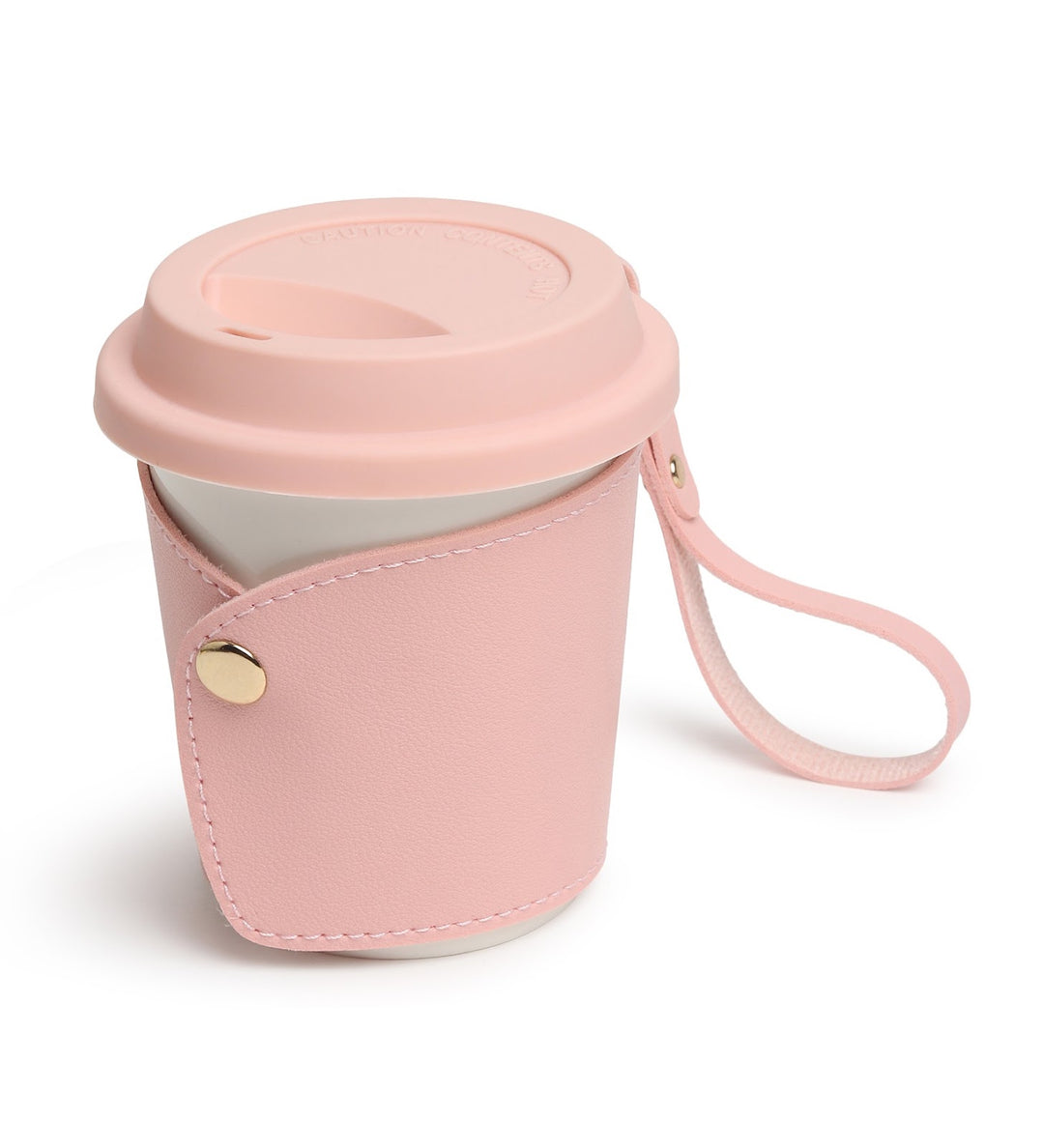 Little Latte Ceramic Coffee Tumbler with Lid Pink view 5