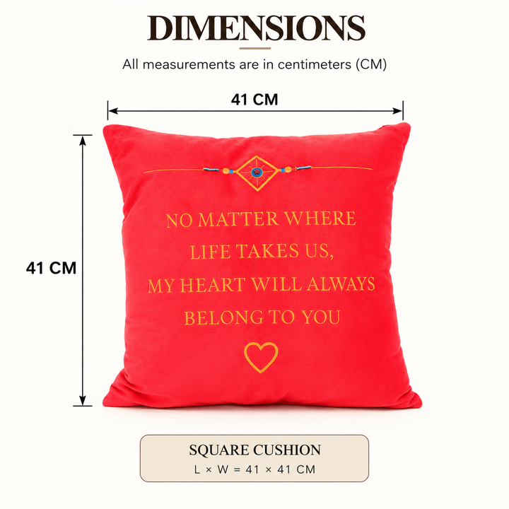 Rakhi Quote Velvet Cushion 41 x 41 cm, view 4
