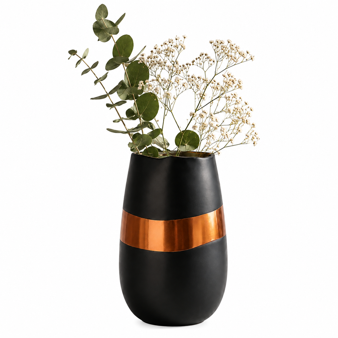 Glass Flower Vase, Black