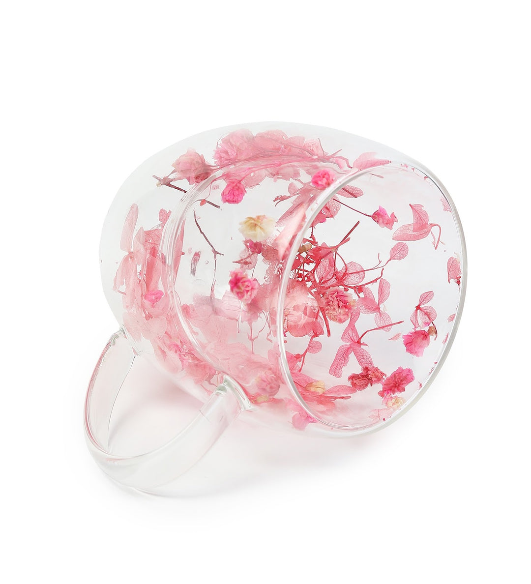 Dahlia Pressed Flower Glass Mug Small Pink view 6