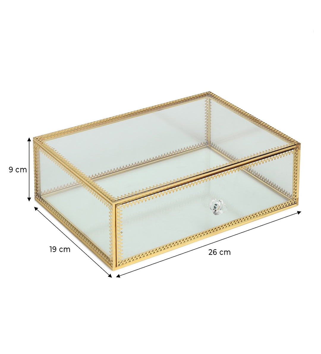 Arden Glass and Metal Jewellery Box with Drawer view 3