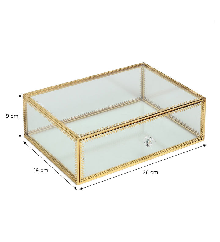 Arden Glass and Metal Jewellery Box with Drawer view 3
