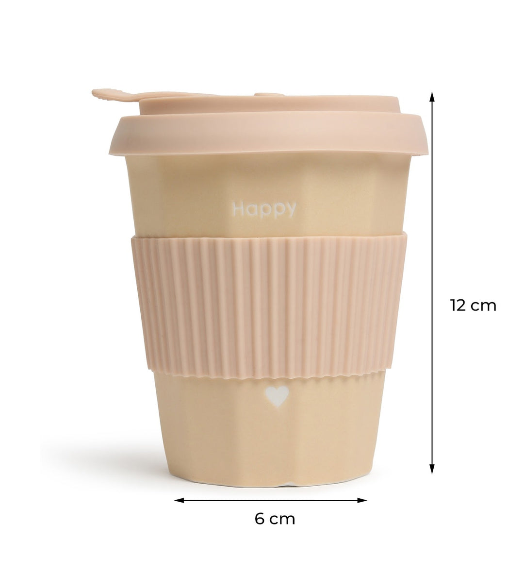 Milo Happy Ceramic Coffee Tumbler with Lid and Strap Beige view 3