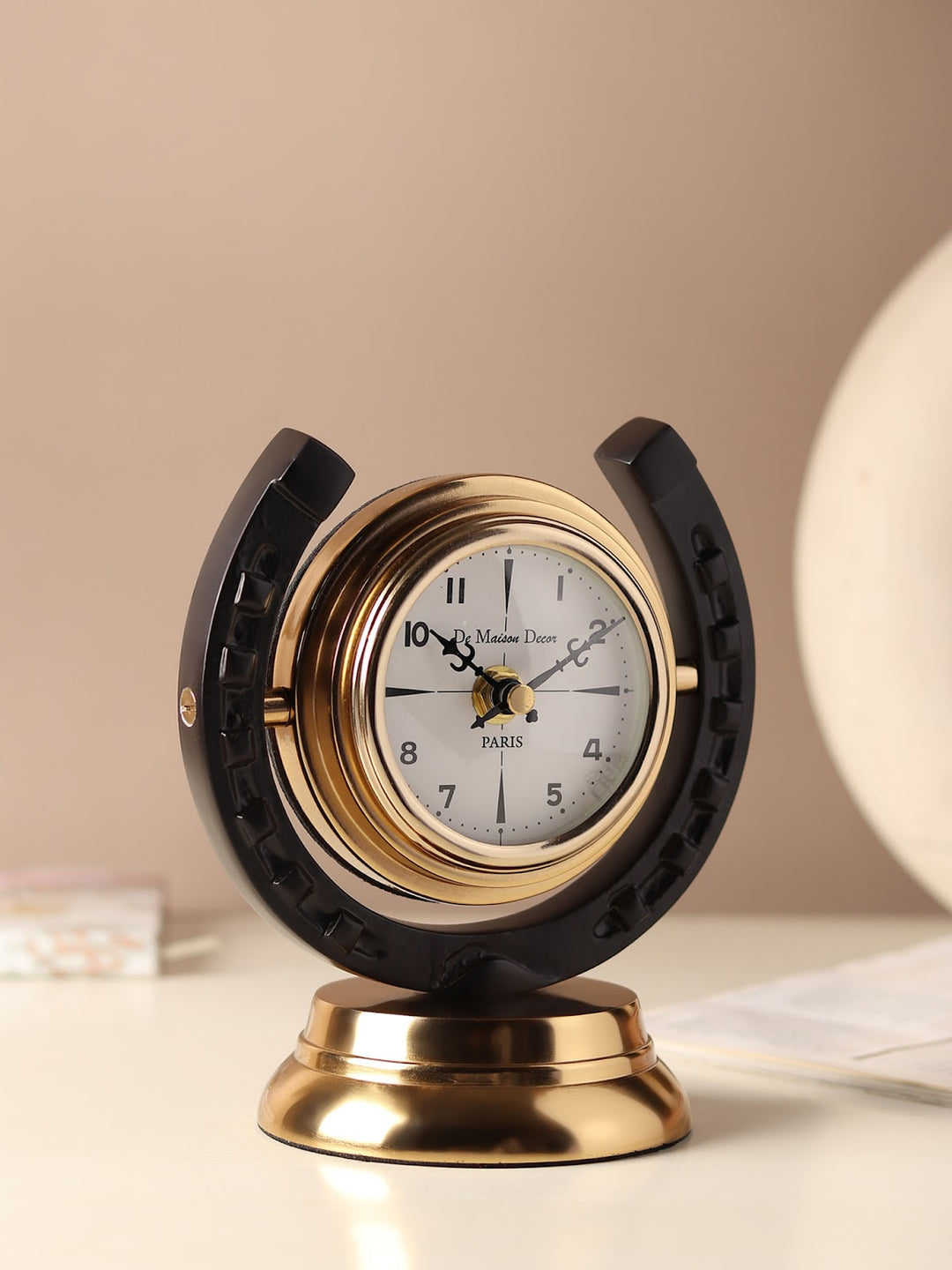 Expobazaar Equestrian Table Clock in Gold