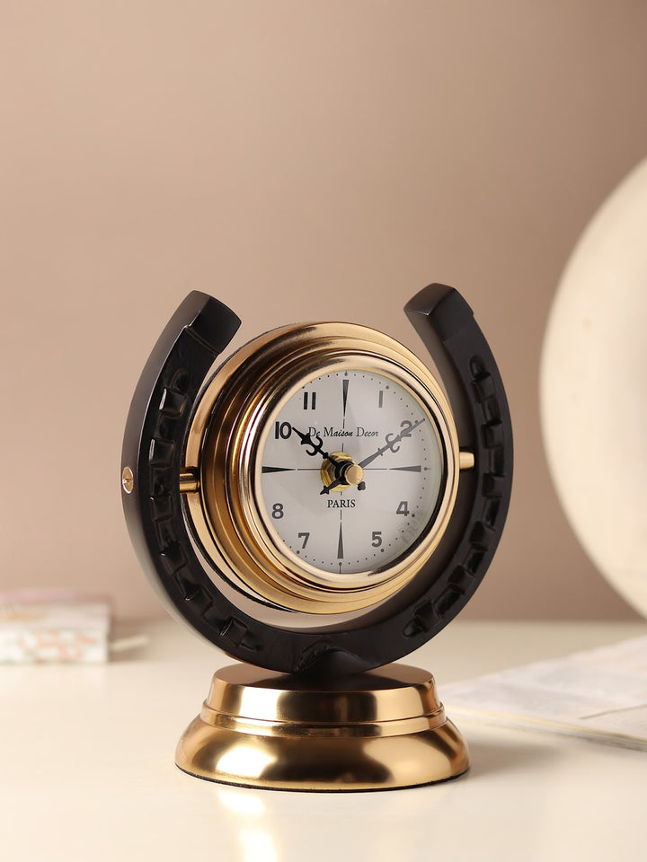 Expobazaar Equestrian Table Clock in Gold