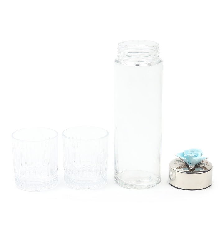 Petal Eclat Glass Water Bottle and Glass Set Blue view 6