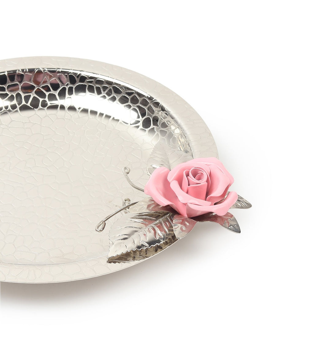 Petal Eclat Round Stainless Steel Serving Plate Pink view 6