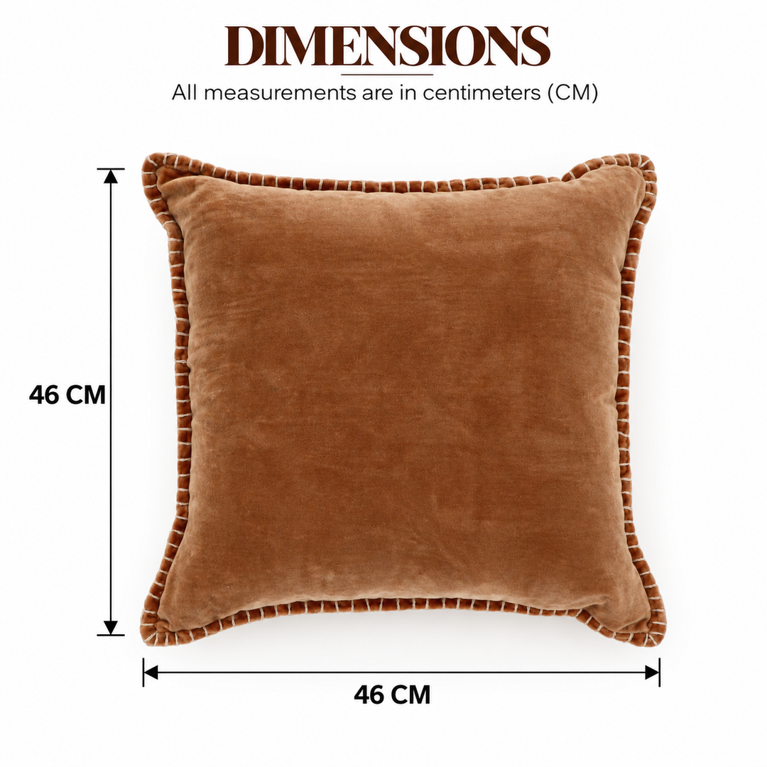 Camel Velvet Blanket Stitch Cushion, View 4