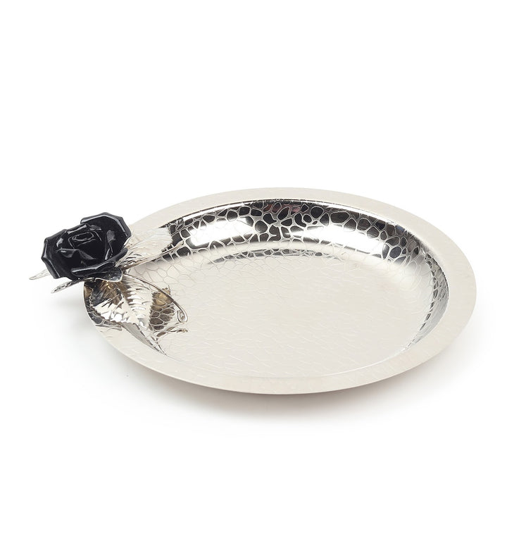 Petal Eclat Round Stainless Steel Serving Plate Black view 4