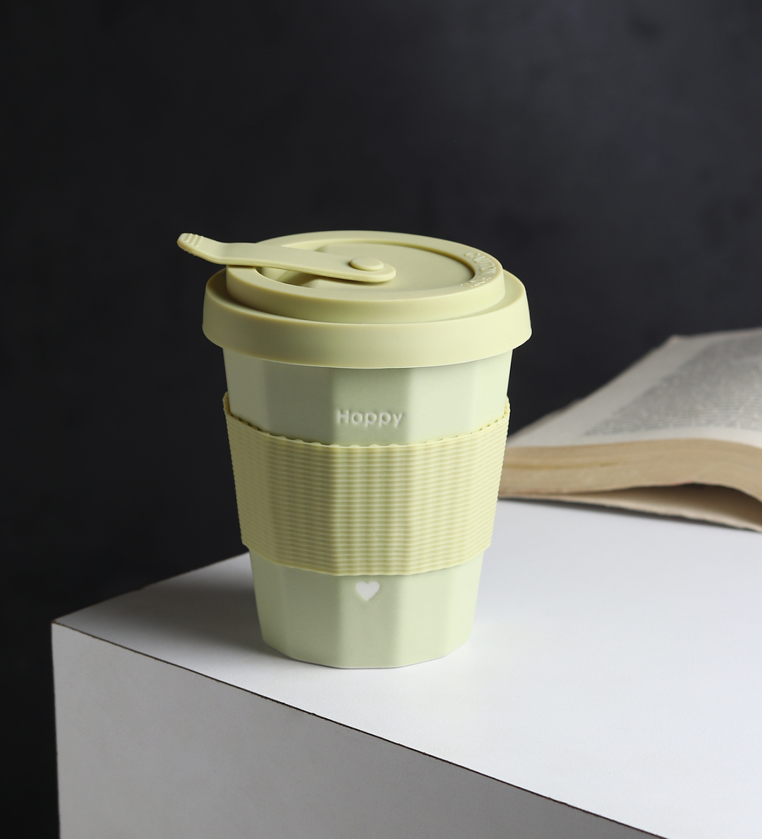 Milo Happy Ceramic Coffee Tumbler with Lid and Strap Green view 1