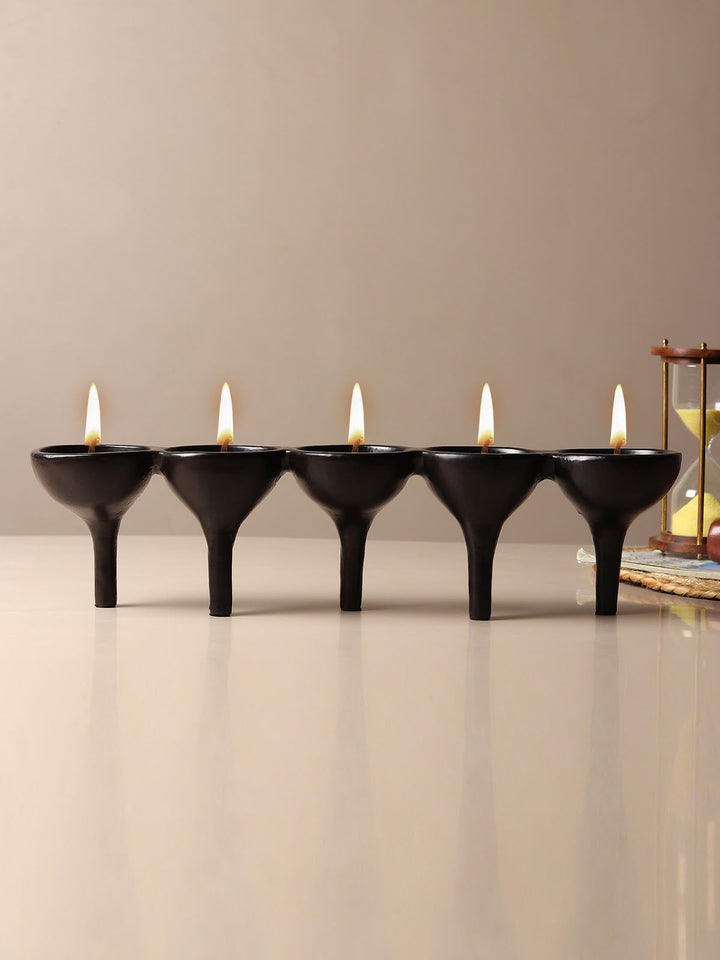 Expobazaar Rivera Candle & T-Light holder medium Black