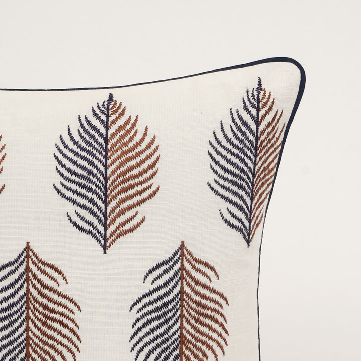 Botanical Leaf Embroidered Cushion Cover, View 4