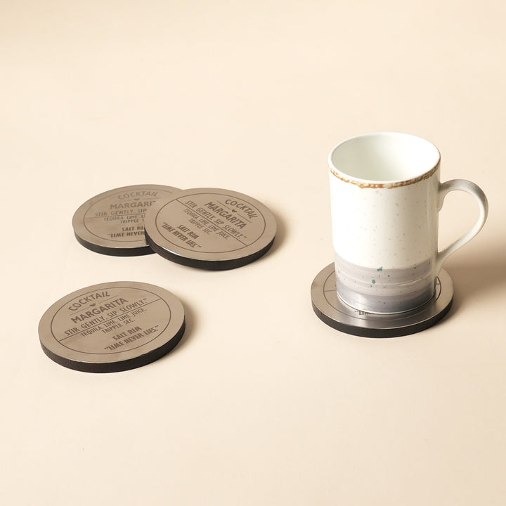 Metal and wood cocktail coasters