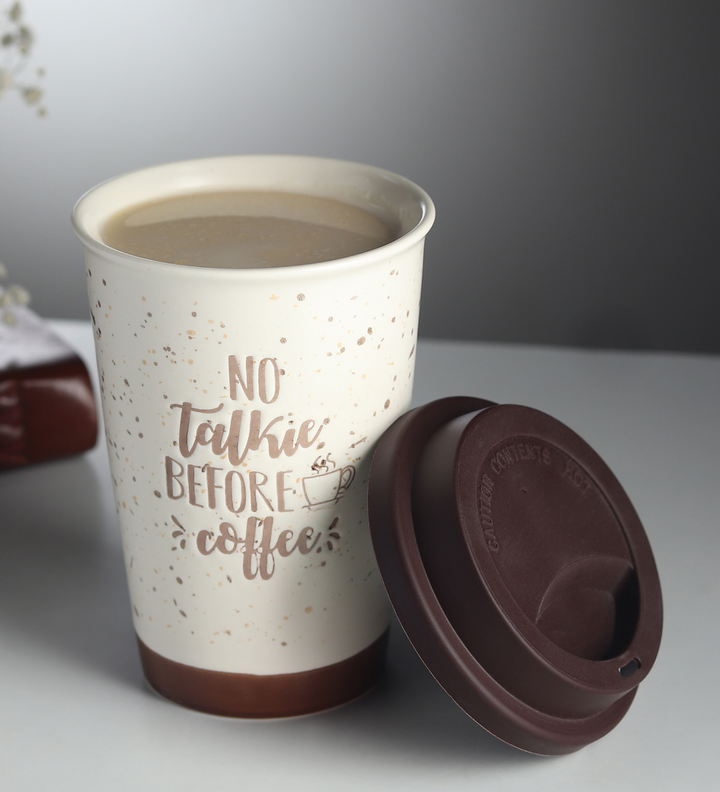 Coffee First Terrazzo Ceramic Coffee Mug Brown view 2