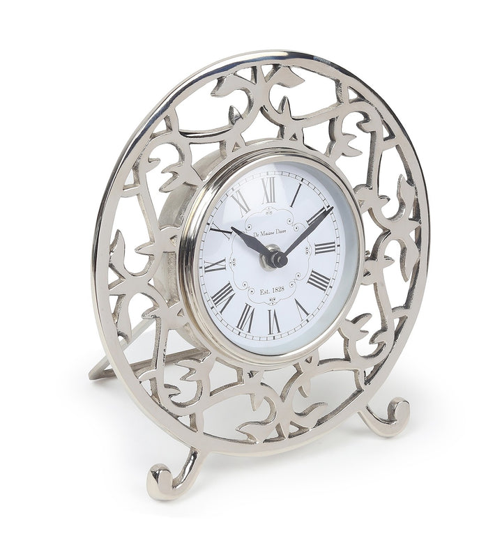 Rosenthal Vintage Metal Table Clock with Roman Numerals Silver view 5