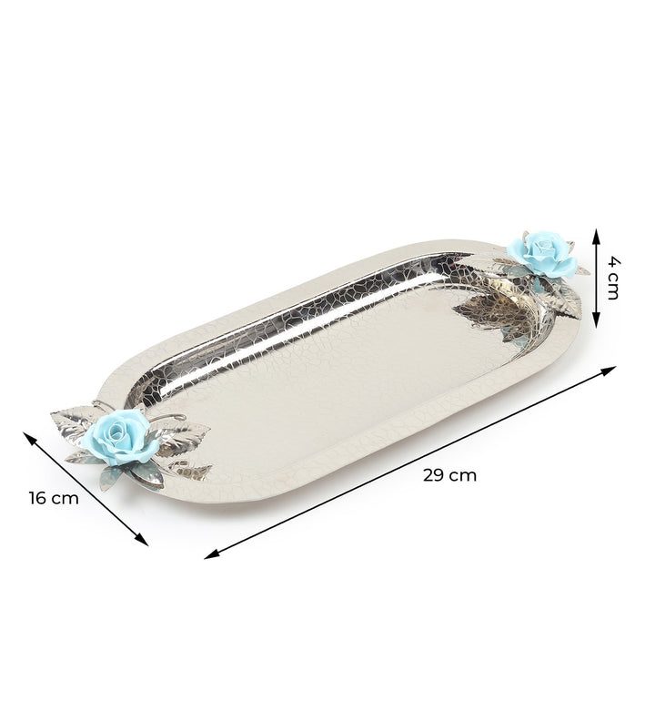 Petal Eclat Oval Stainless Steel Serving Tray Blue view 3