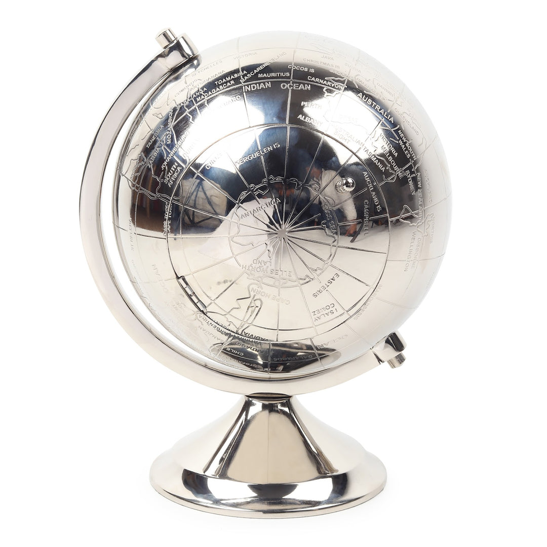 Expobazaar The Etched World Table Clock in Silver