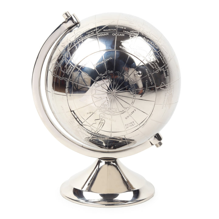 Expobazaar The Etched World Table Clock in Silver