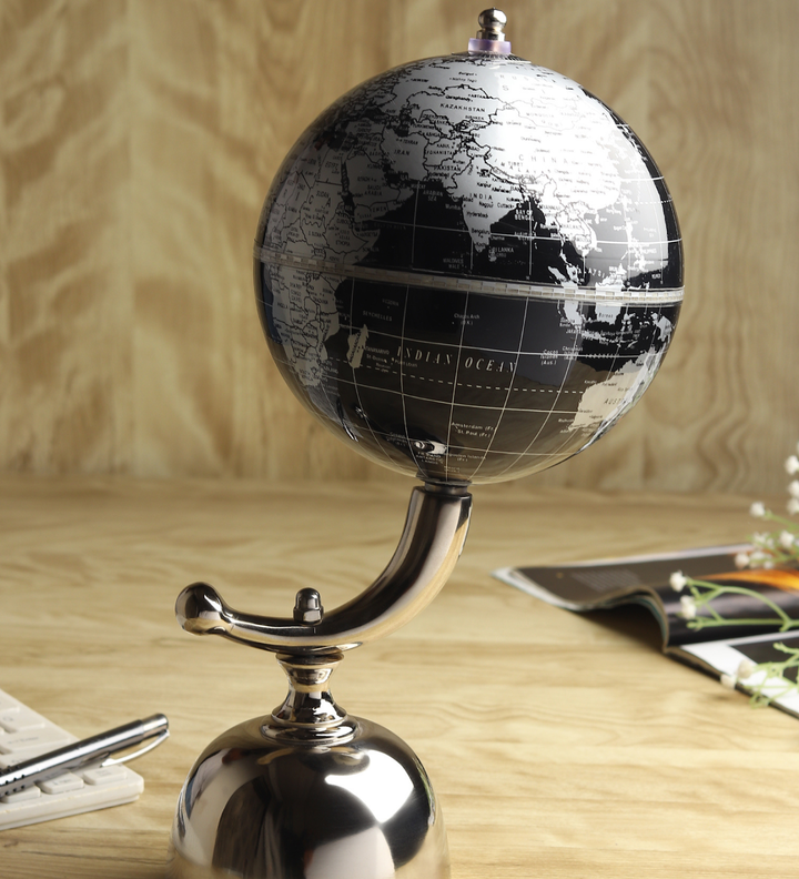 Noir Meridian Black and Silver Desktop World Globe view 1