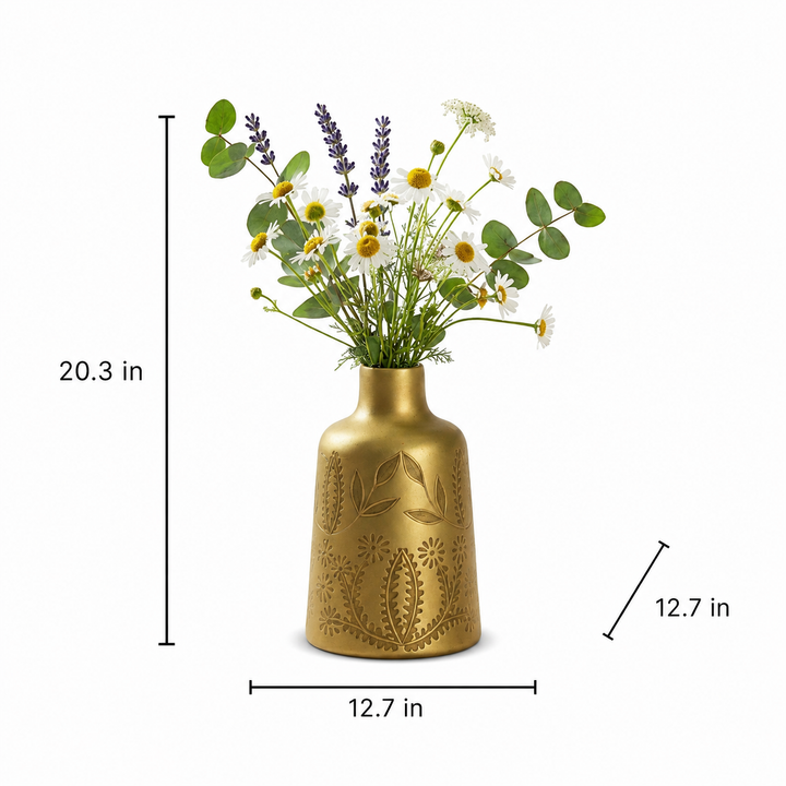 Glass Flower Vase, Gold