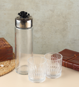 Petal Eclat Glass Water Bottle and Glass Set Black view 1