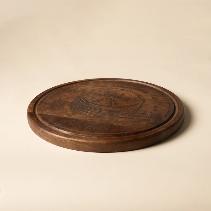 Handcrafted mango wood round cheese board platter