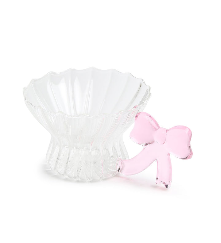 Cleo Spiral Glass Cup with Pink Bow Handle view 5