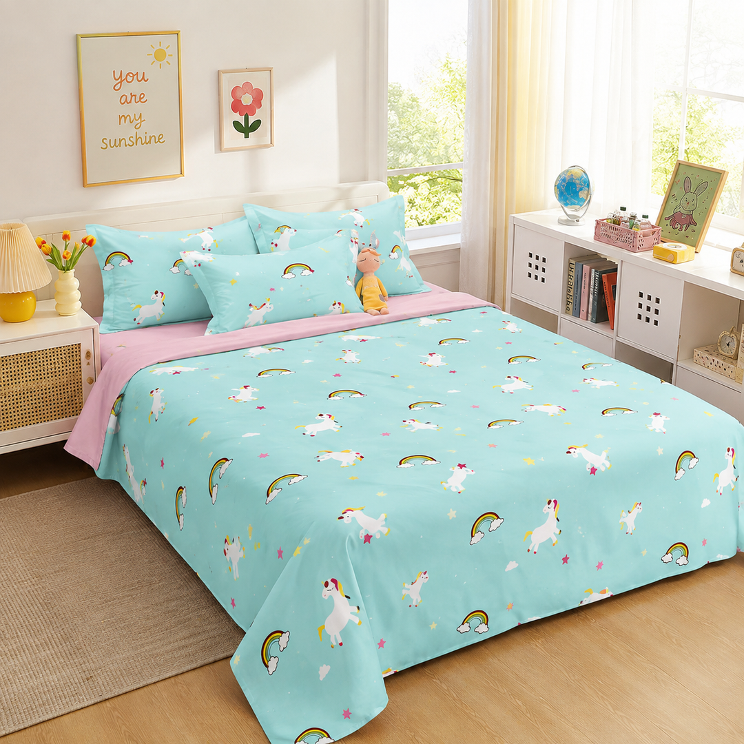 Kids Happy Animal Print Bedsheet
