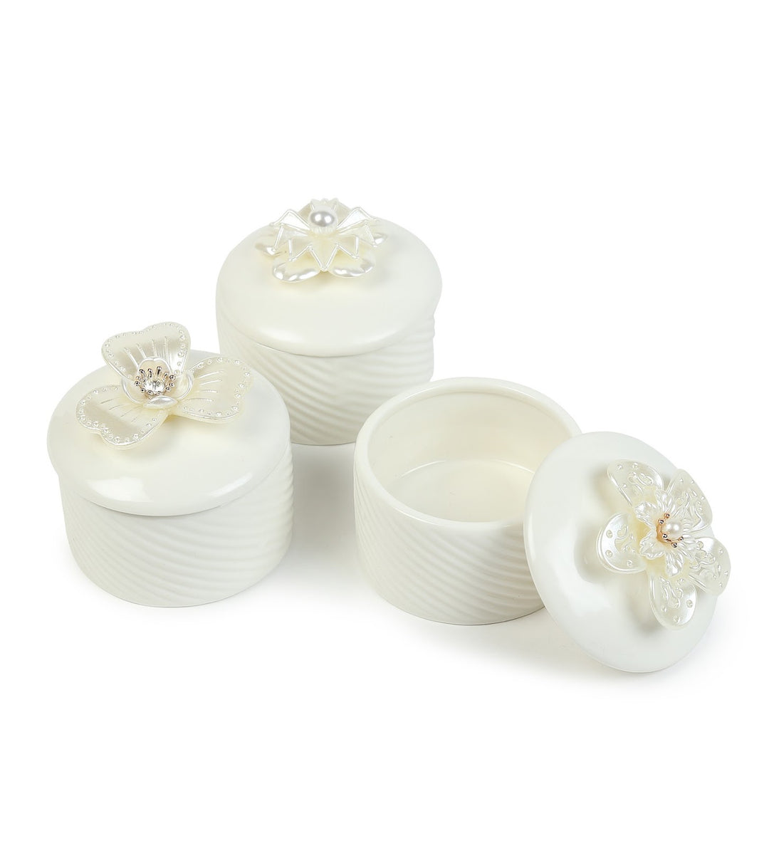 Florette Ribbed Porcelain Trinket Box Set view 6