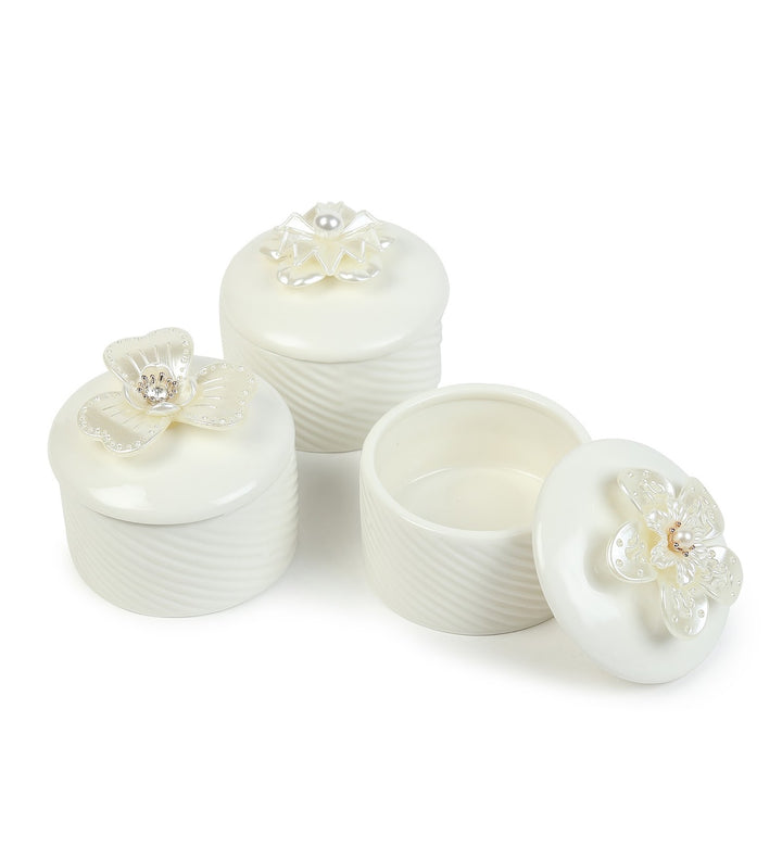 Florette Ribbed Porcelain Trinket Box Set view 6