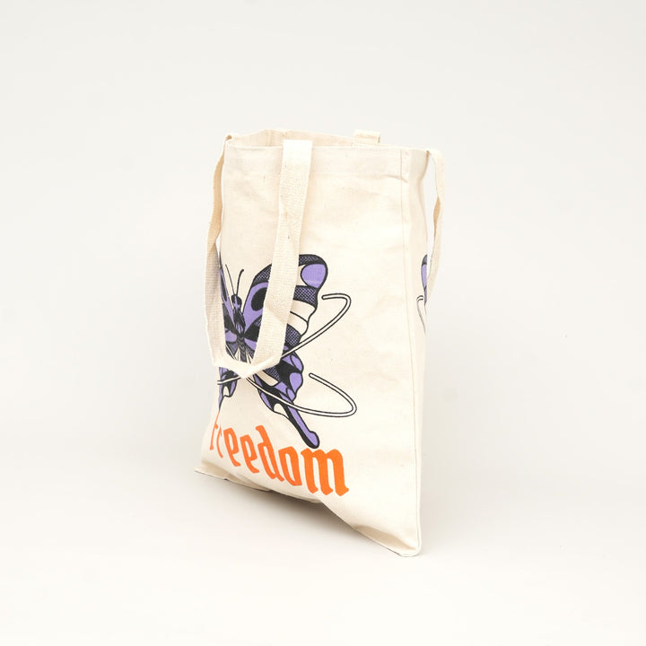 Butterfly Freedom Print Canvas Tote Bag, View 3