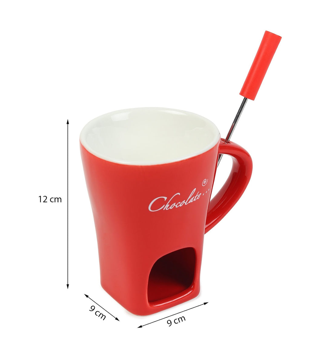 Choc Affair Ceramic Chocolate Fondue Cup with Candle Warmer Red view 3