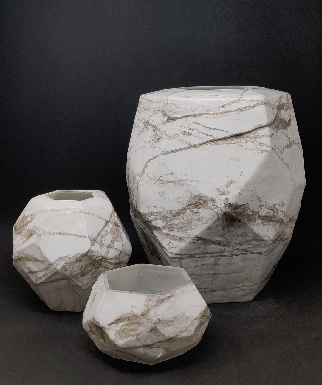 Expobazaar Matte White Marble Glass Candle Holder