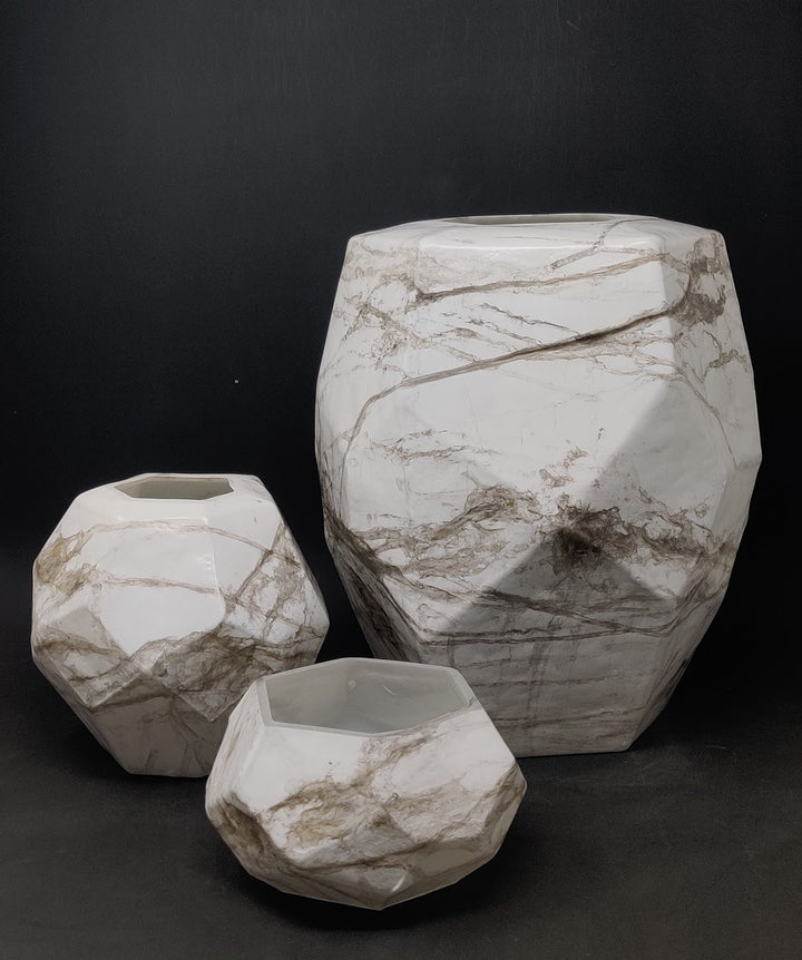 Expobazaar Matte White Marble Glass Candle Holder