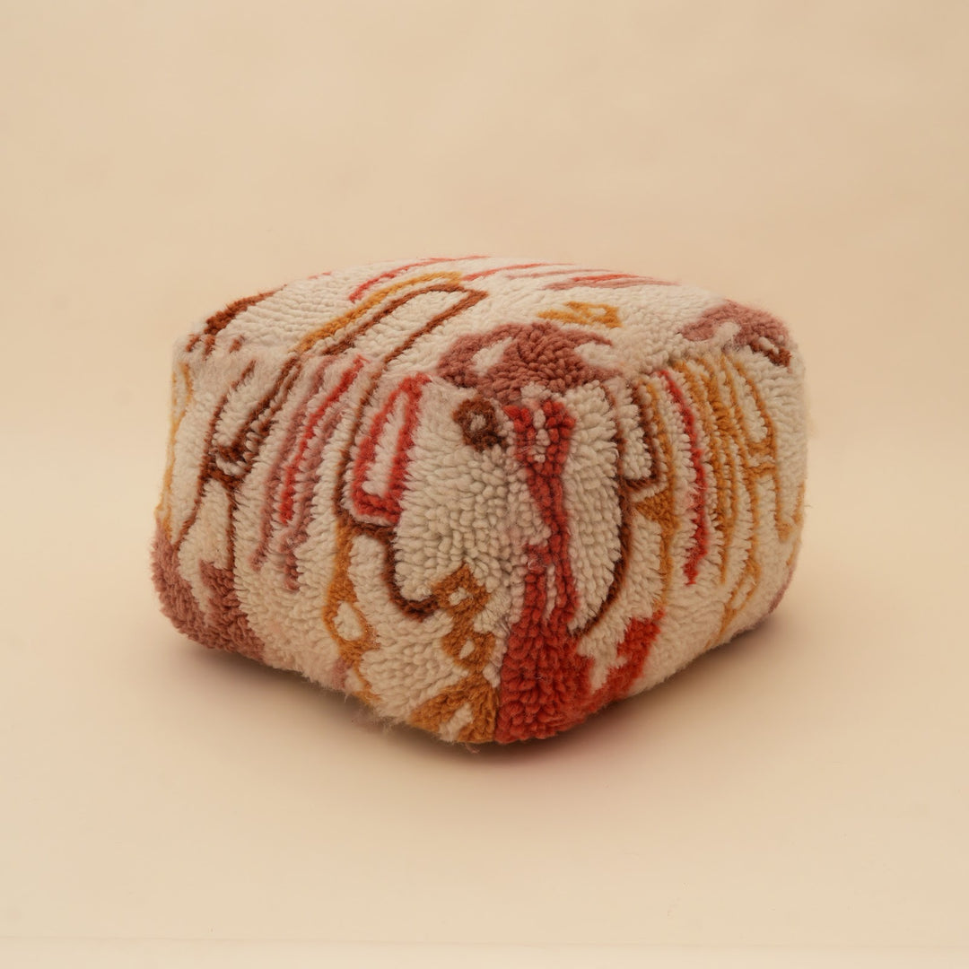 New Zealand Wool Abstract Shag Pouf, View 4