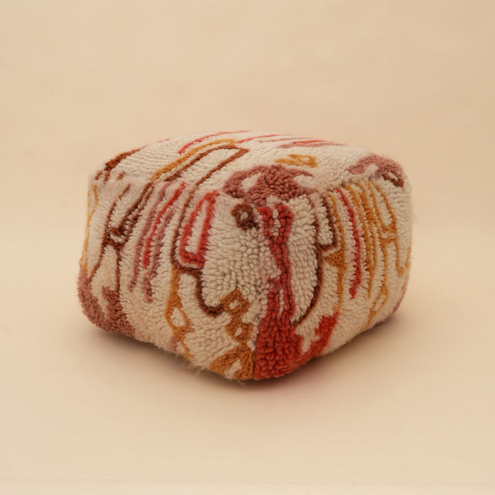 New Zealand Wool Abstract Shag Pouf, View 4